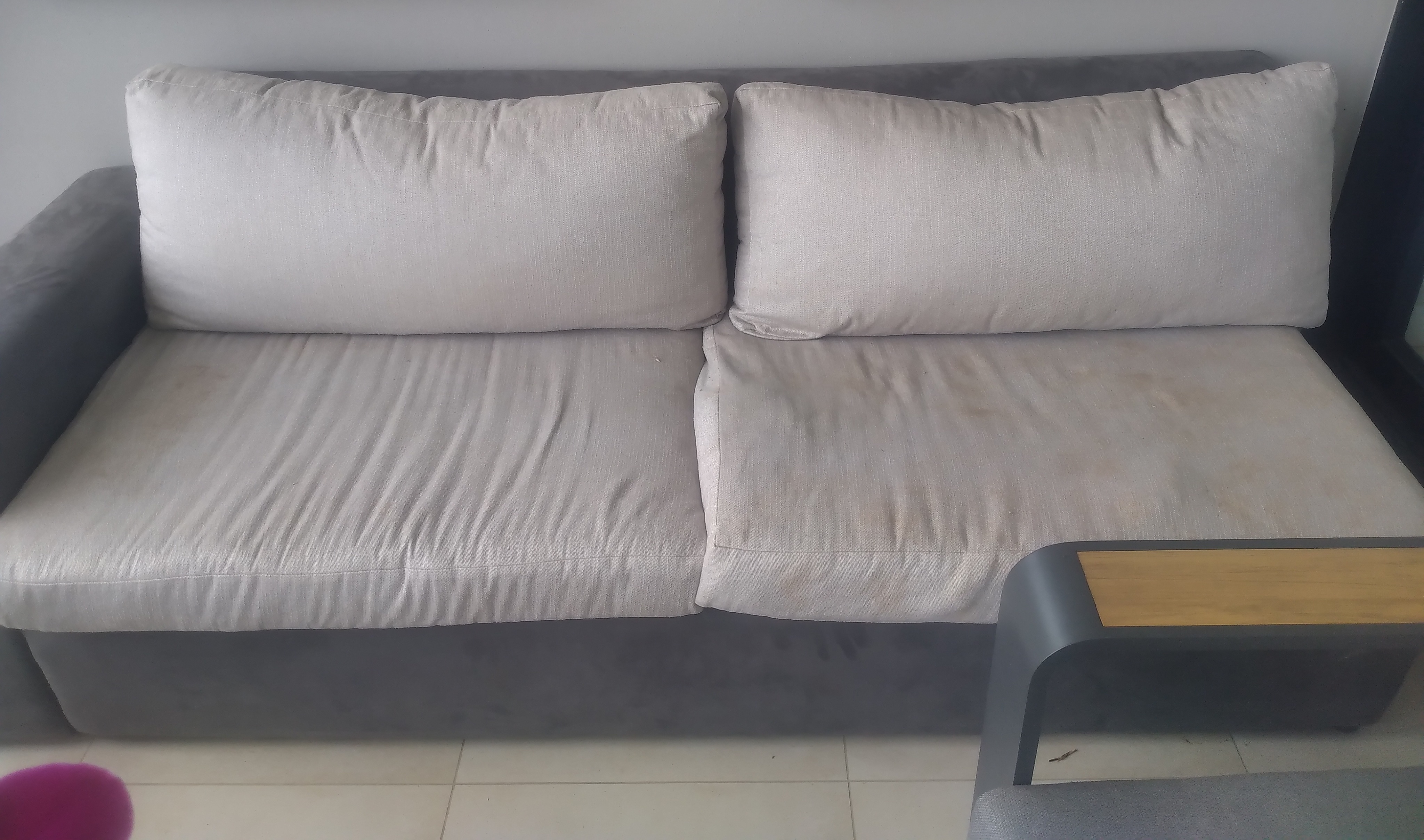 Seaton Estate, Ballito 3 Couch Deep extraction cleaning in Seaton Estate, Ballito before the cleaning process
